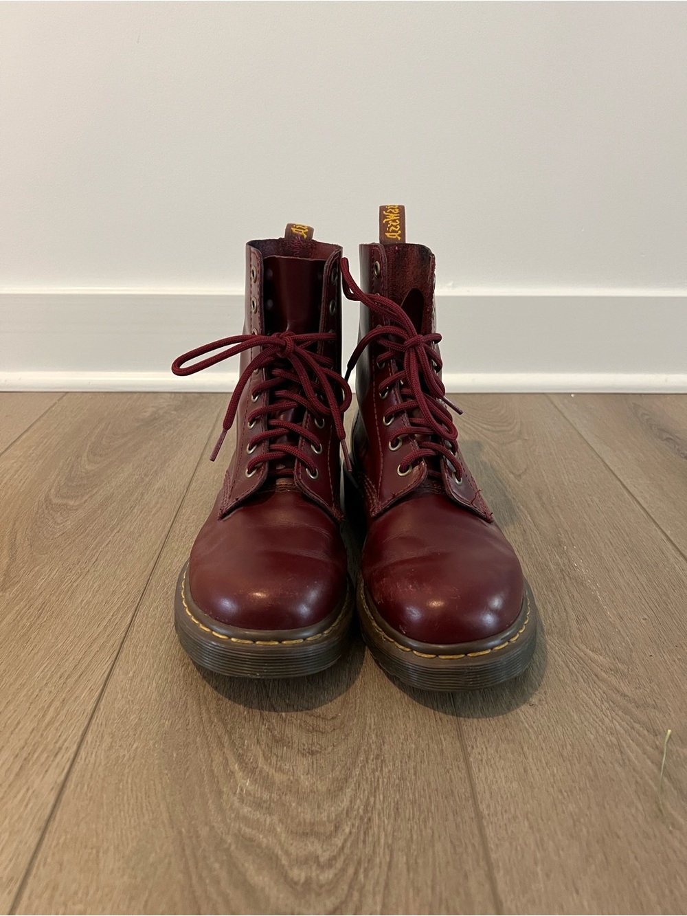 Women’s Dr Martens Pascal Cherry Red Lace-Up Leather Combat Boots US 8 / UK 6 - Picture 3 of 16